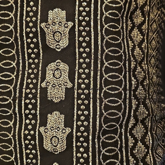 Vintage Rare Ornate Hamsa Metallic Thread Black Tunic Dress Small/Med - Picture 12 of 17